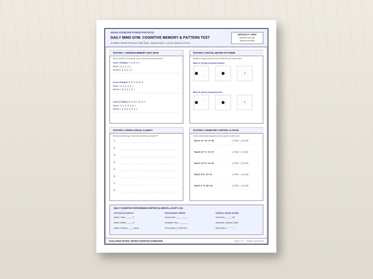 Daily Mind Gym Cognitive Memory & Pattern Test Sheet product preview