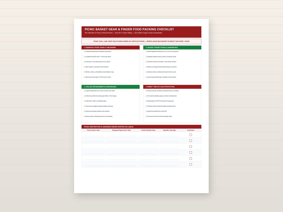 Picnic Basket Gear & Finger Food Packing Checklist