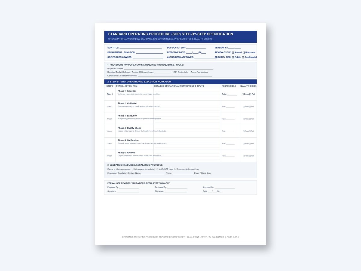 Standard Operating Procedure SOP Step-By-Step Sheet product preview